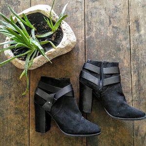 EXPRESS black suede ankle booties